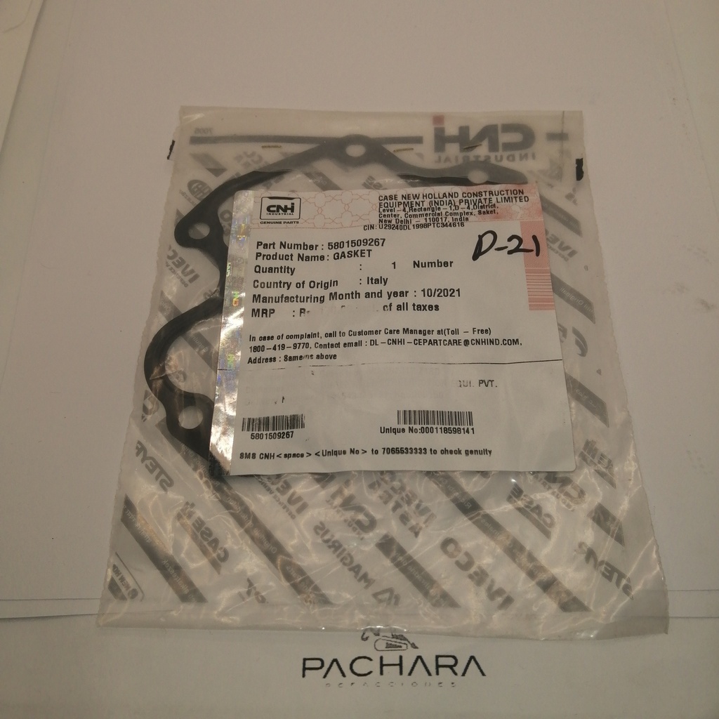 EMPAQUE DE TAPA PARA 770FX CASE 580N IVECO TIER 4A 5801509267